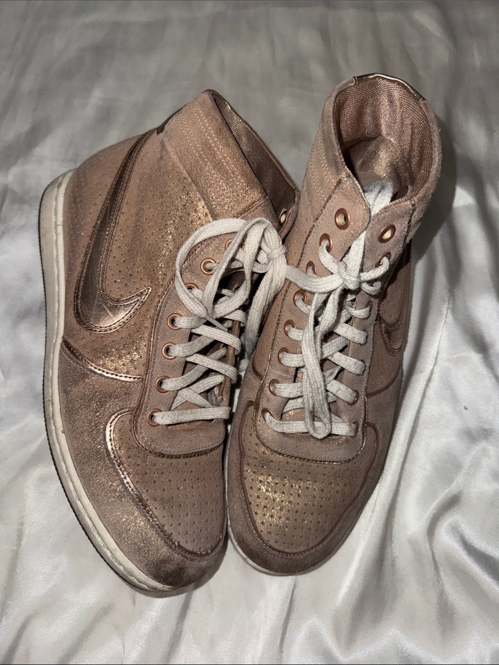 Nike Metallic Rose Gold High-Top Sneakers